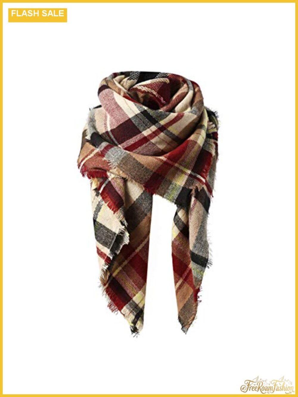 Oversized Plaid Square Shawl Wrap Winter Scarf 100% Polyester